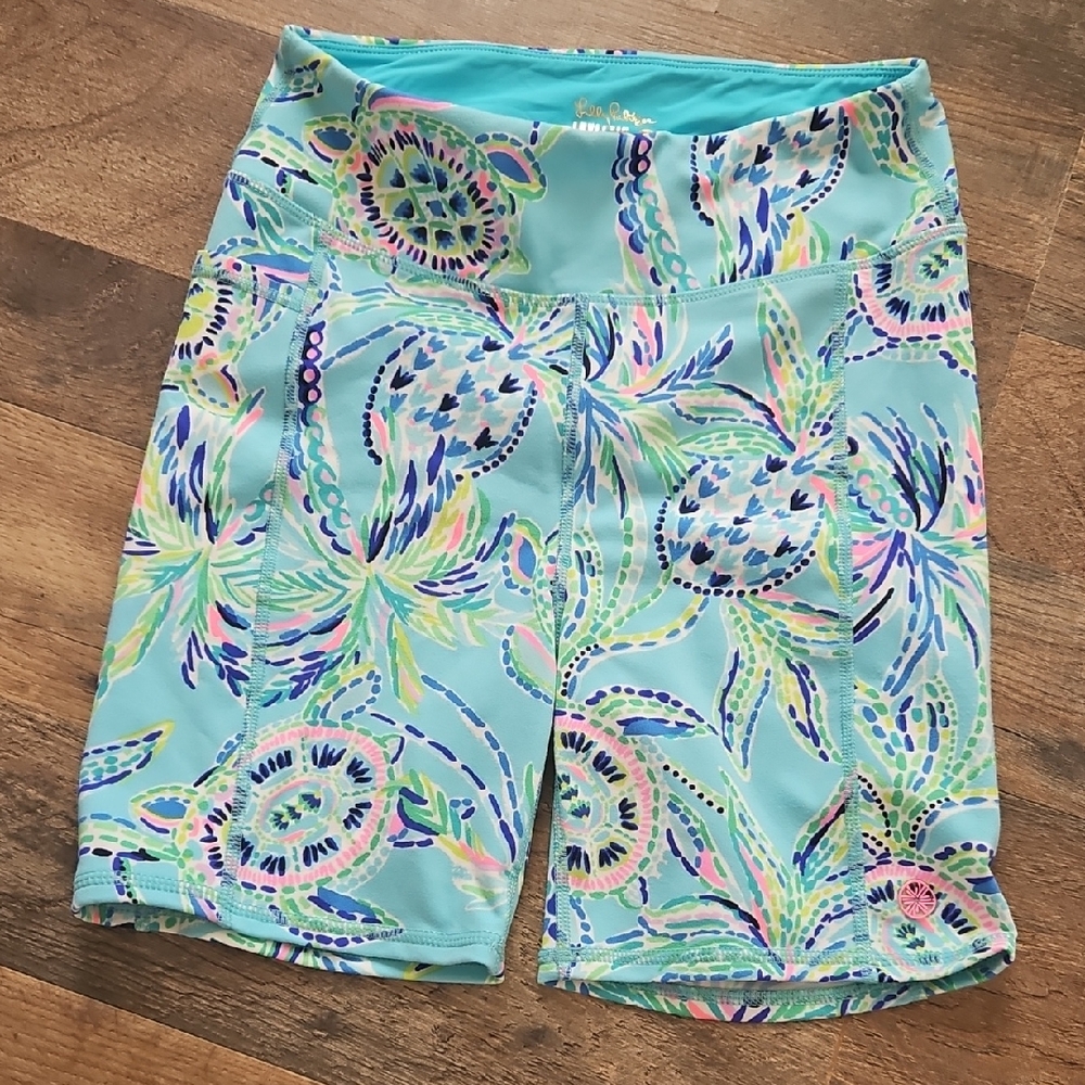 Lilly Pulitzer Aqua and Multicolor Luxletic Shorts